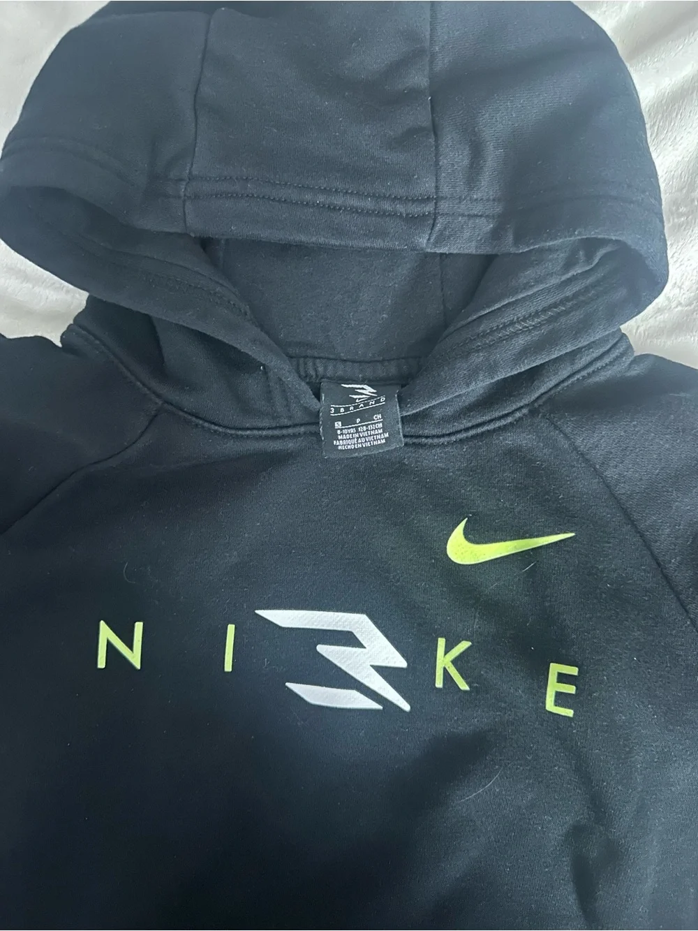 Nike Black Hoodie with Neon Green Swoosh and Logo